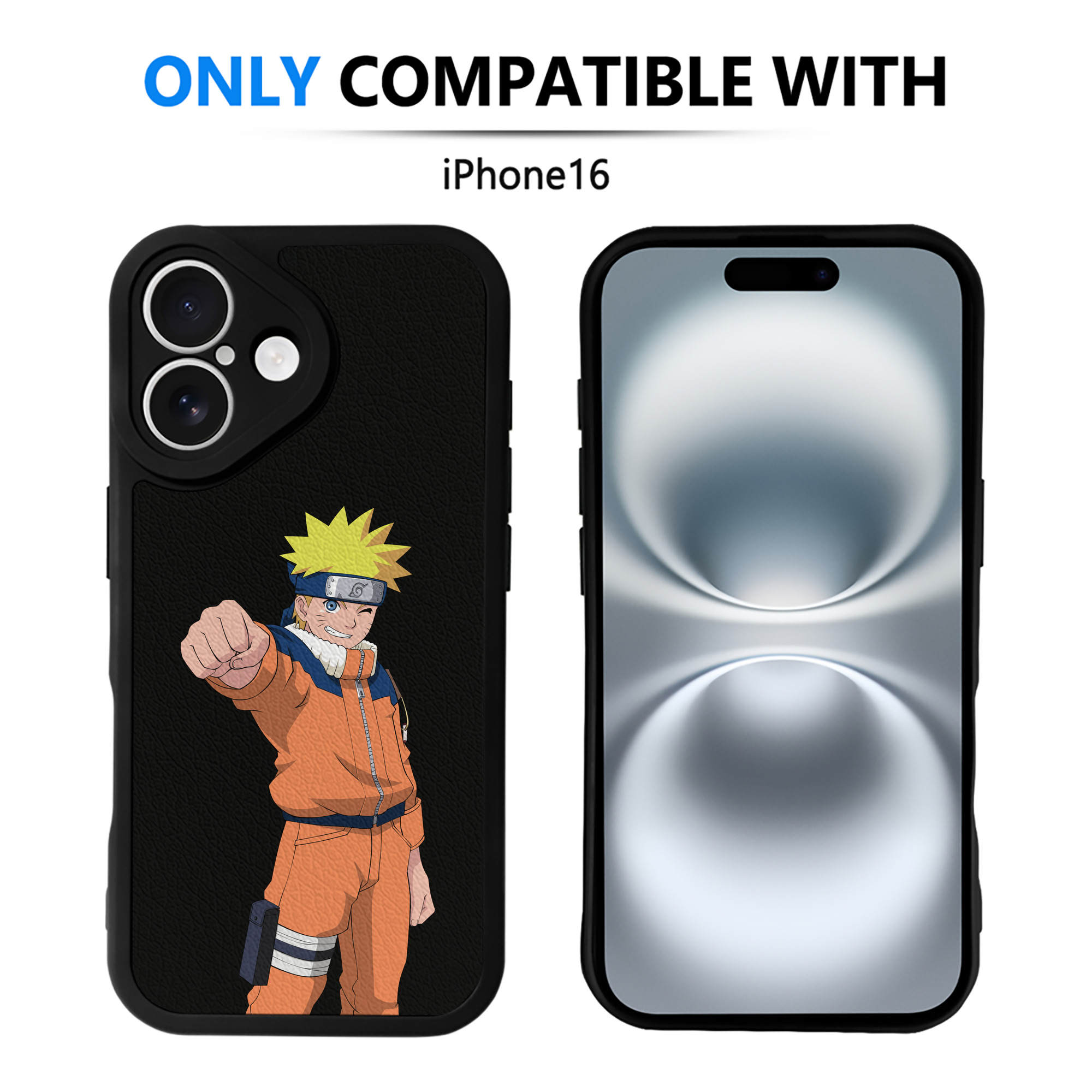 （画像用） NARUTO -ナルト- うずまき ナルト Uzumaki Naruto 【iPhone 16シリーズ対応】シリコンスマホケース（レザー調） 材質：シリコン